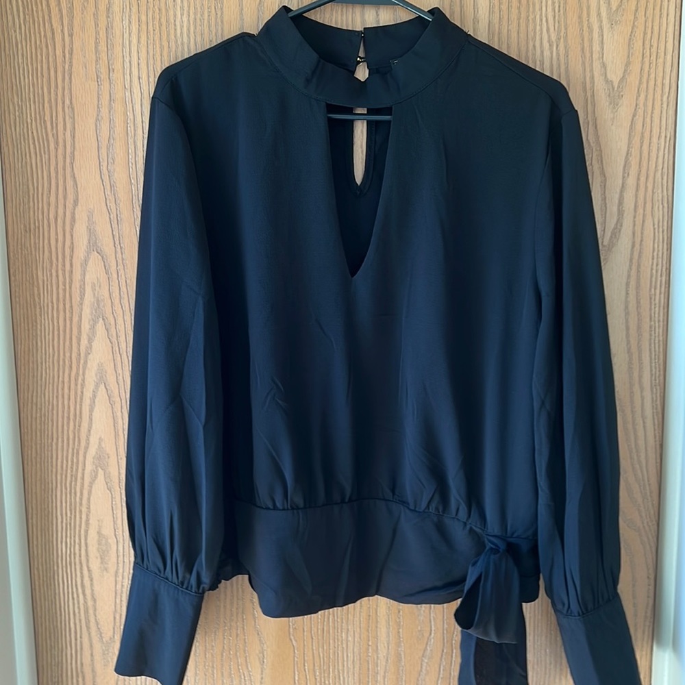Black sheer top with v neck